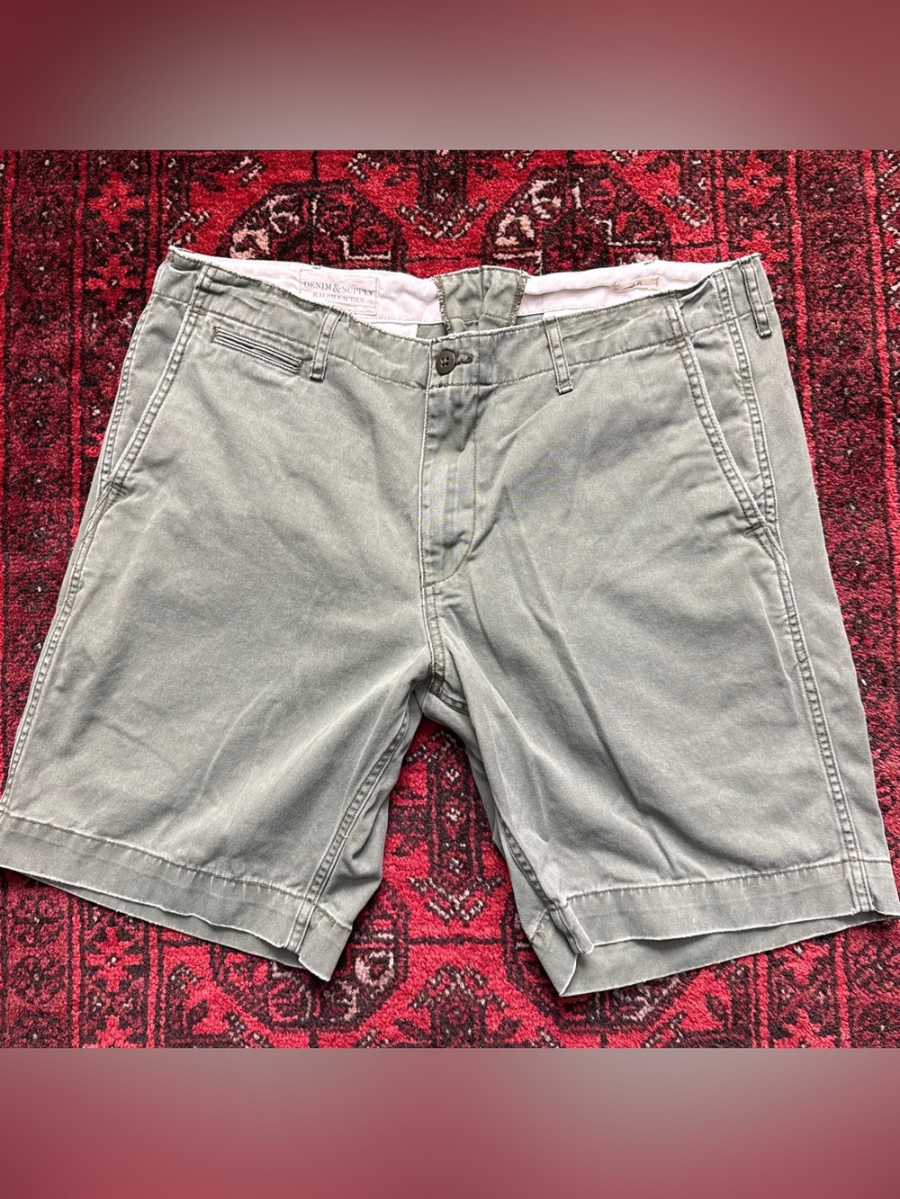 Denim & Supply Ralph Lauren Men's Sage Green Flat-Front Chino Shorts